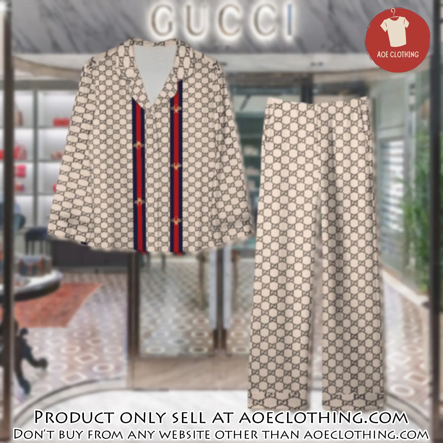 Trending luxury gc satin pajama set pjs1068 aoe2604149